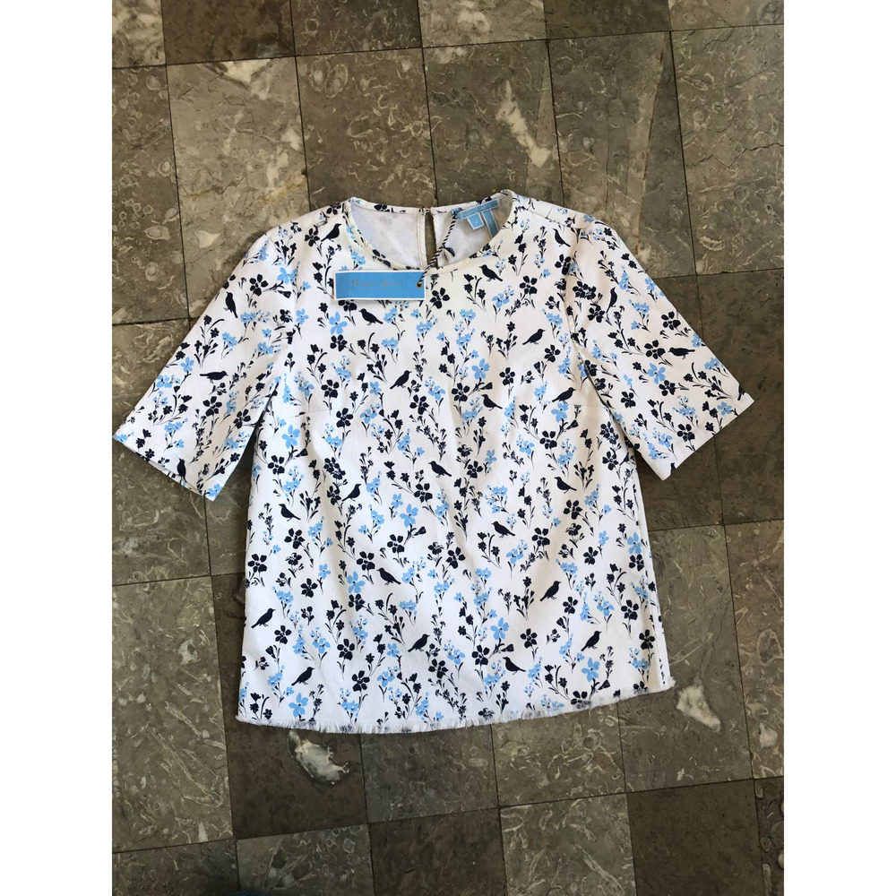 NWT Draper James Printed Denim Popover Top Bird - Picture 2 of 4